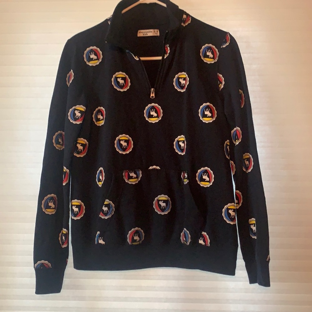 Abercrombie kids 3/4 zip crest logo sweatshirt